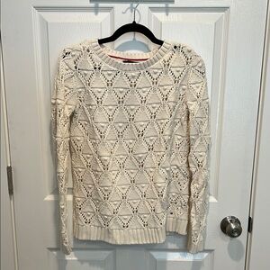 Tommy Hilfiger Cream Lace Knit Crew Neck Sweater